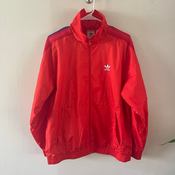 adidas Jacket Mens Medium Red Trefoil 3-Stripe Track Active Originals 3D Classic - Picture 1 of 9